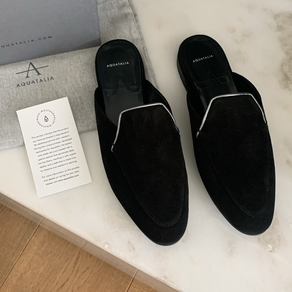 ⚡️last pair NWT Aquatalia Waterproof Suede Mules - Black